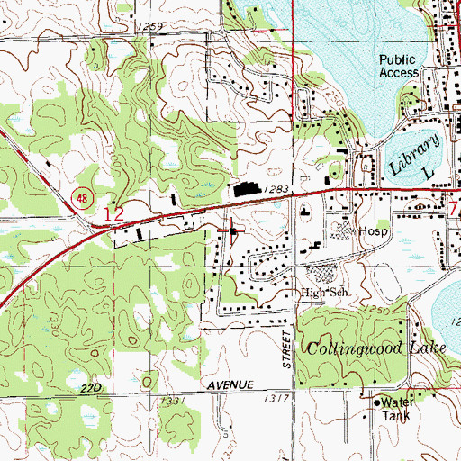 Topographic Map of First United Methodist Church, WI