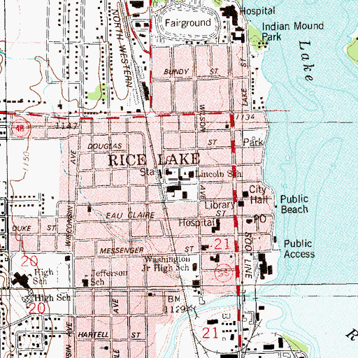 Topographic Map of Grace Episcopal Church, WI