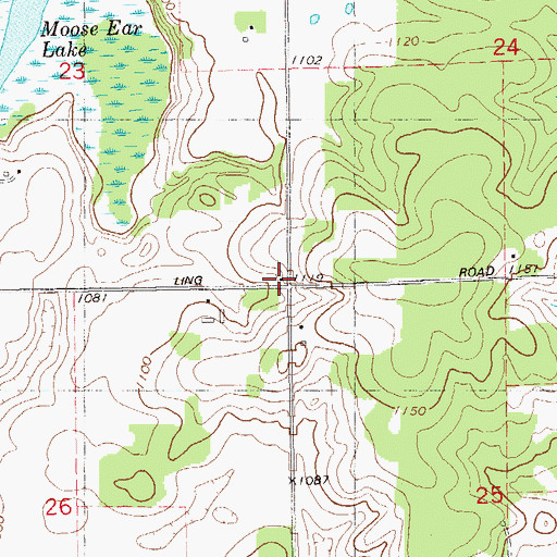 Topographic Map of Moose Ear School (historical), WI