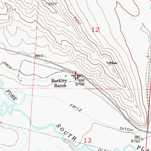 Topographic Map of Buckley Ranch, CO