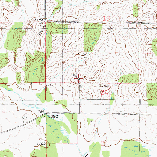 Topographic Map of Pleasant Creek School (historical), WI