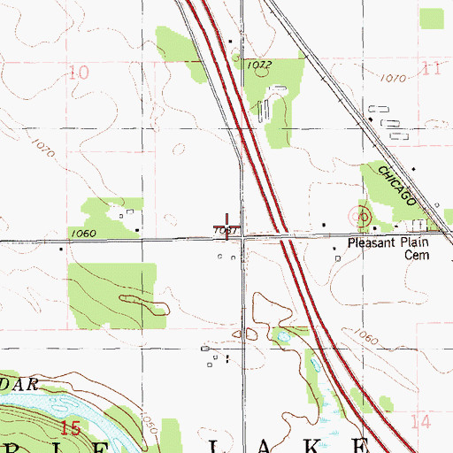 Topographic Map of Pleasant Plain School (historical), WI