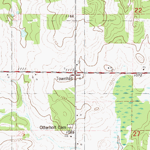 Topographic Map of Prairie Lake Townhall, WI