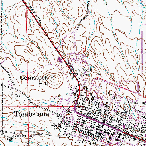 Topographic Map of Boothill Graveyard, AZ