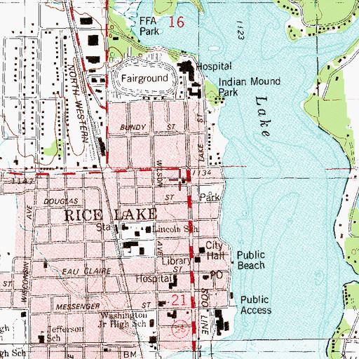 Topographic Map of Saint Johns Evangelical Lutheran Church, WI
