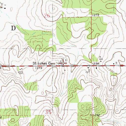 Topographic Map of Saint Lukes Church (historical), WI