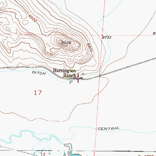 Topographic Map of Harrington Ranch, CO