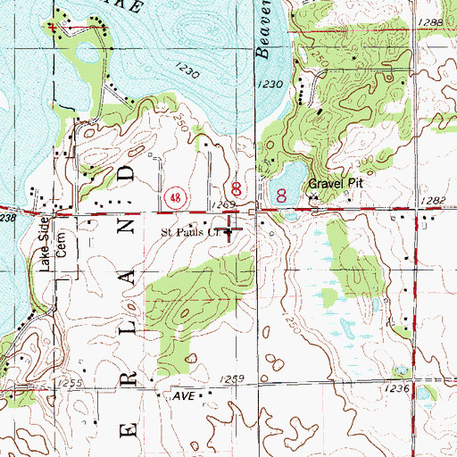 Topographic Map of Saint Pauls Church, WI