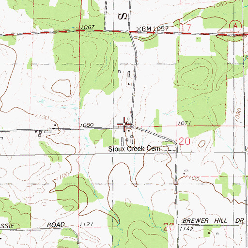 Topographic Map of Sioux Creek School (historical), WI