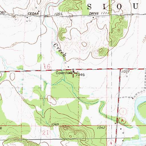 Topographic Map of Sioux Creek Townhall, WI