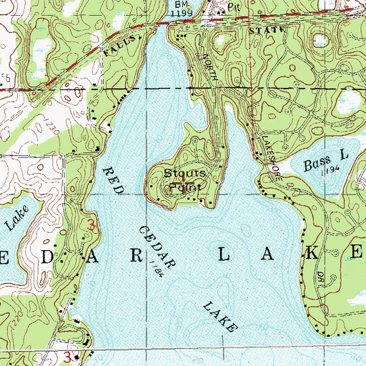 Topographic Map of Stouts Point, WI