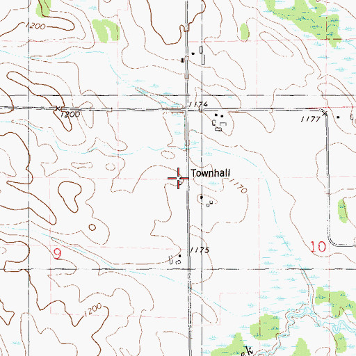 Topographic Map of Turtle Lake Townhall, WI