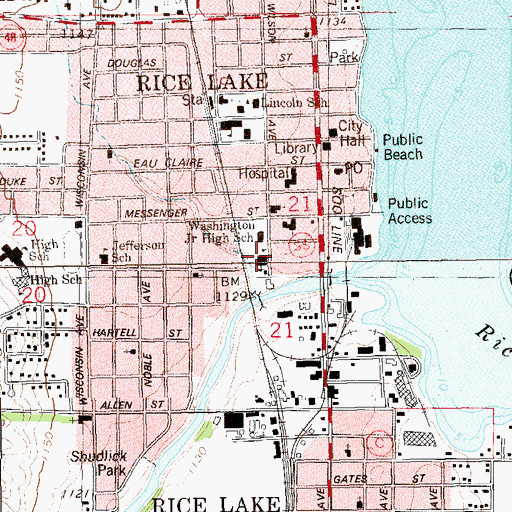 Topographic Map of Washington Junior High School, WI