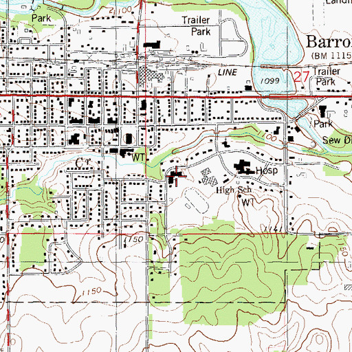 Topographic Map of Woodland Elementary School, WI
