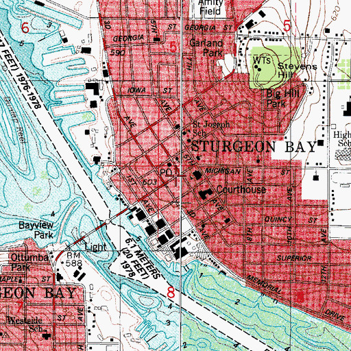 Topographic Map of Carnegie Library, WI