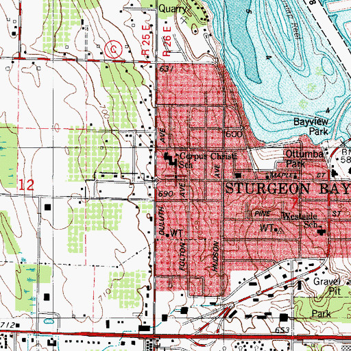 Topographic Map of Corpus Christi Roman Catholic Church, WI