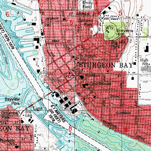 Topographic Map of Door County Museum, WI