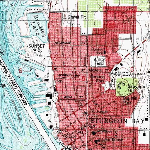 Topographic Map of First Baptist Church, WI