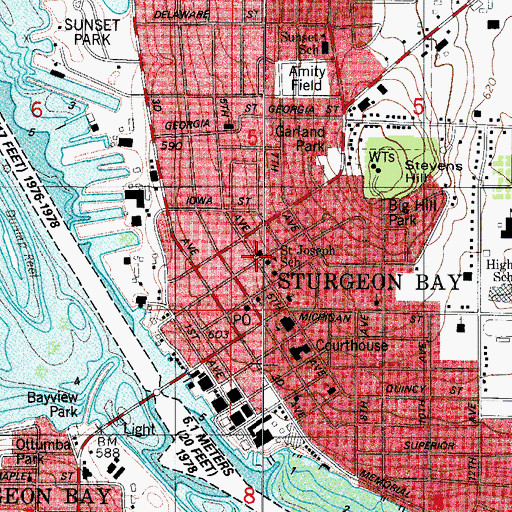 Topographic Map of First Methodist Church, WI
