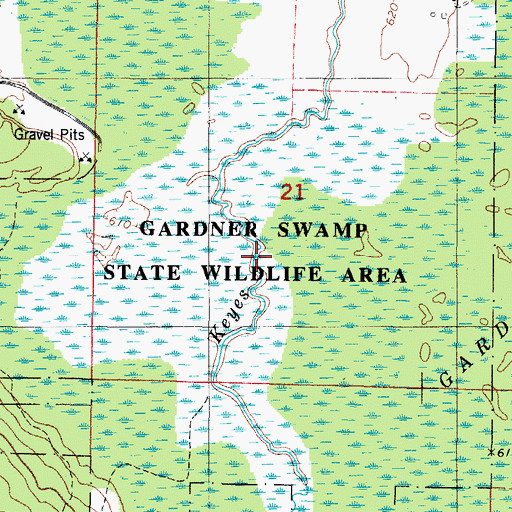 Topographic Map of Gardner Swamp State Wildlife Area, WI