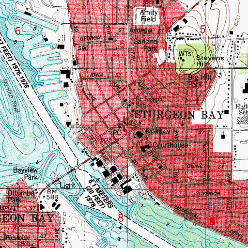Topographic Map of Hope Congregational Church, WI