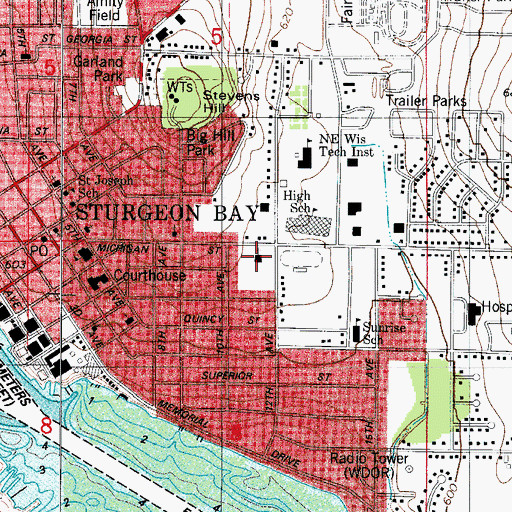 Topographic Map of Hope United Church of Christ, WI