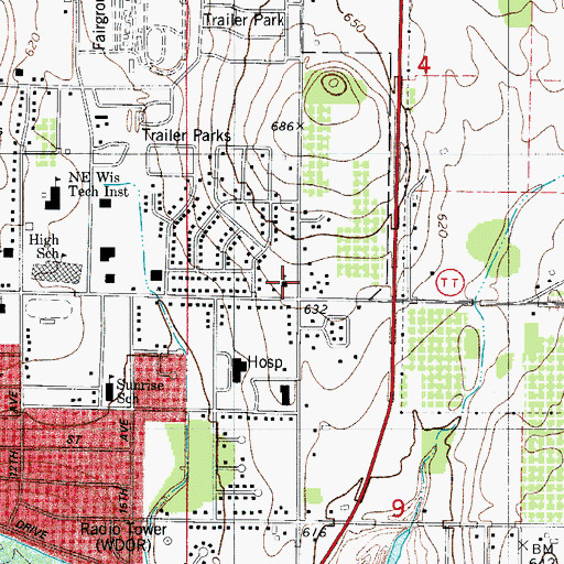 Topographic Map of Prince of Peace Lutheran Church, WI