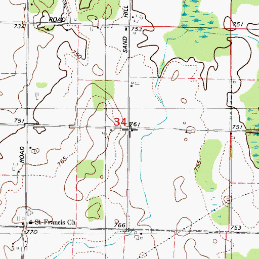 Topographic Map of Rocky Glen School (historical), WI