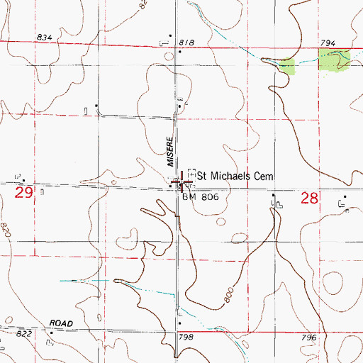 Topographic Map of Saint Michaels Church (historical), WI