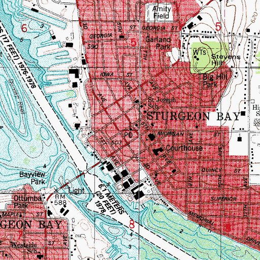 Topographic Map of Sturgeon Bay Post Office, WI
