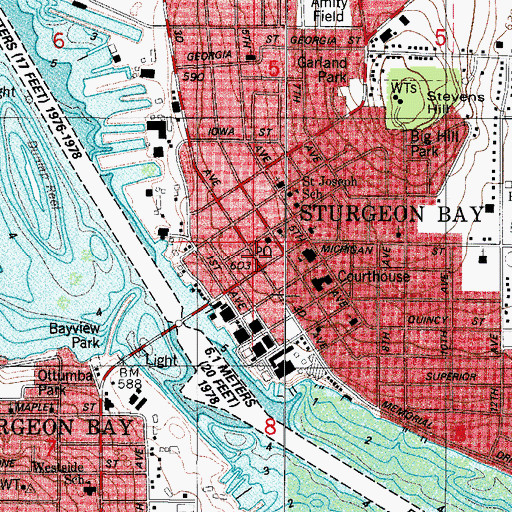Topographic Map of Third Avenue Historic District, WI