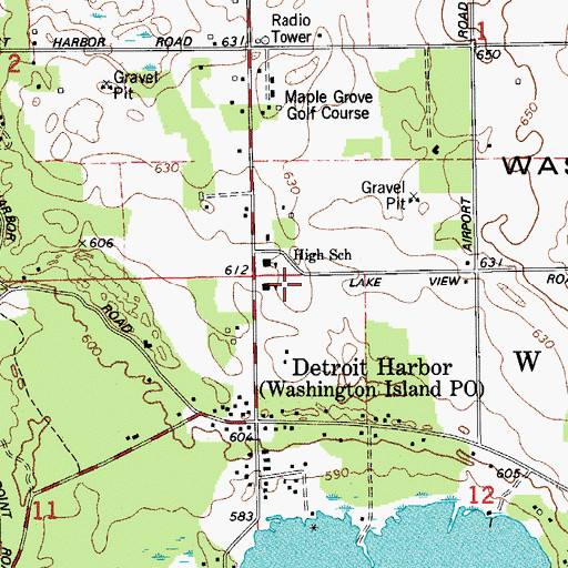 Topographic Map of Washington Island Elementary School, WI
