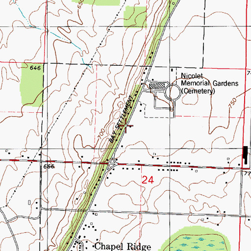 Topographic Map of Bay Ridge School (historical), WI