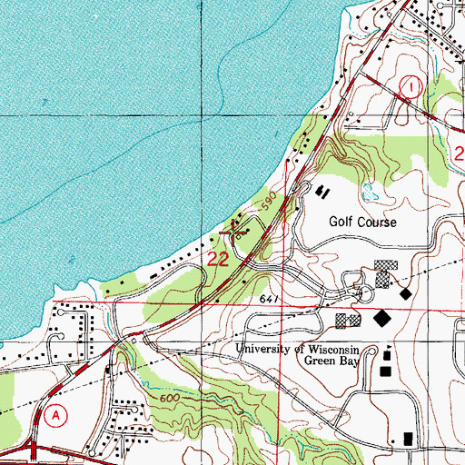 Topographic Map of Bayshore Center, WI