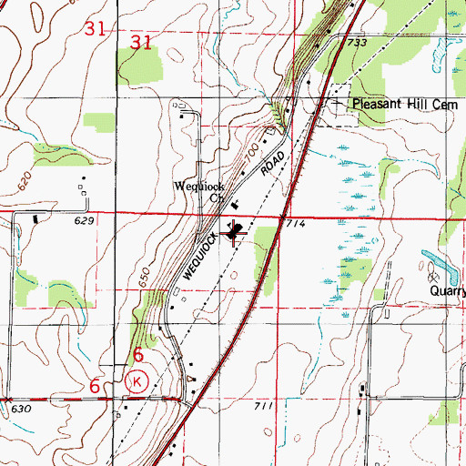 Topographic Map of Wequiock Elementary School, WI