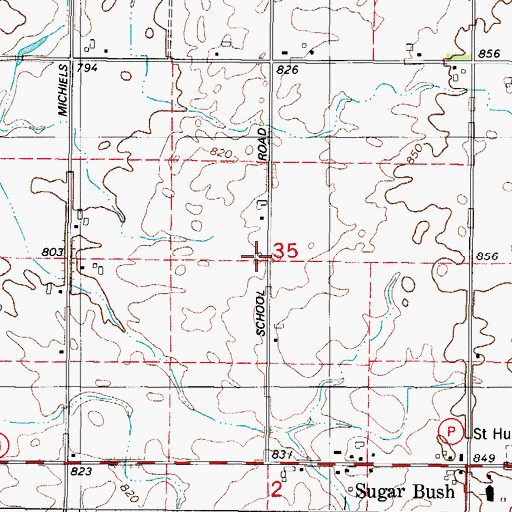 Topographic Map of Brick School (historical), WI