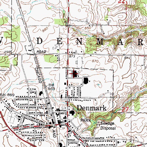Topographic Map of Denmark High School, WI
