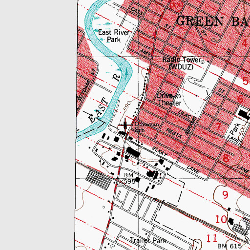 Topographic Map of Donovan School, WI