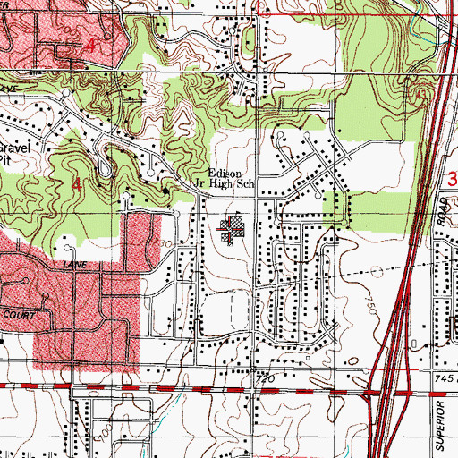 Topographic Map of Edison Middle School, WI