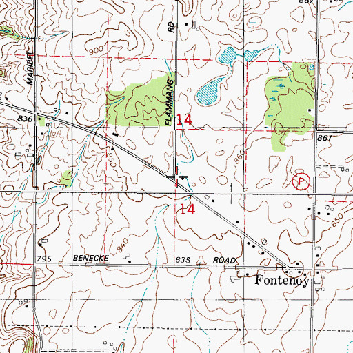 Topographic Map of Fontenoy School (historical), WI