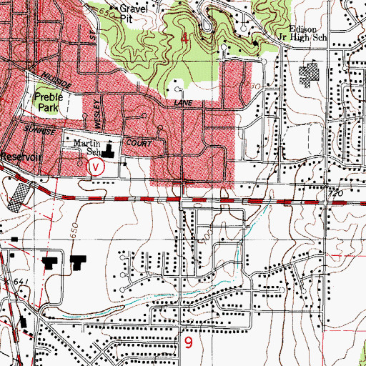 Topographic Map of Hill Crest School (historical), WI