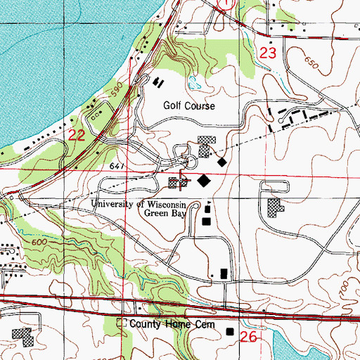 Topographic Map of John M Rose Hall, WI