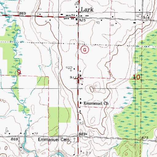 Topographic Map of Lark School (historical), WI