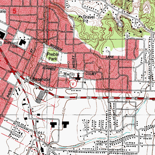Topographic Map of Martin Elementary School, WI