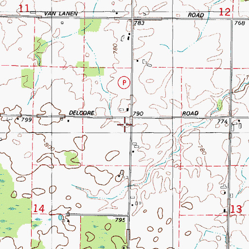 Topographic Map of Oak Grove School (historical), WI