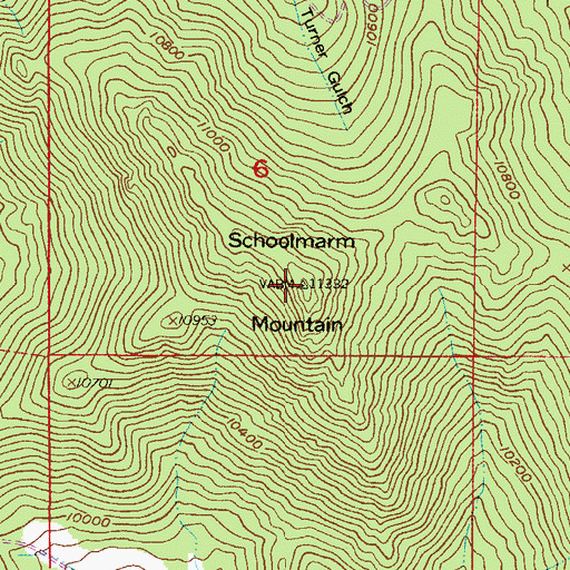 Topographic Map of Schoolmarm Mountain, CO
