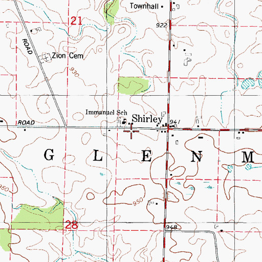 Topographic Map of Shirley School (historical), WI