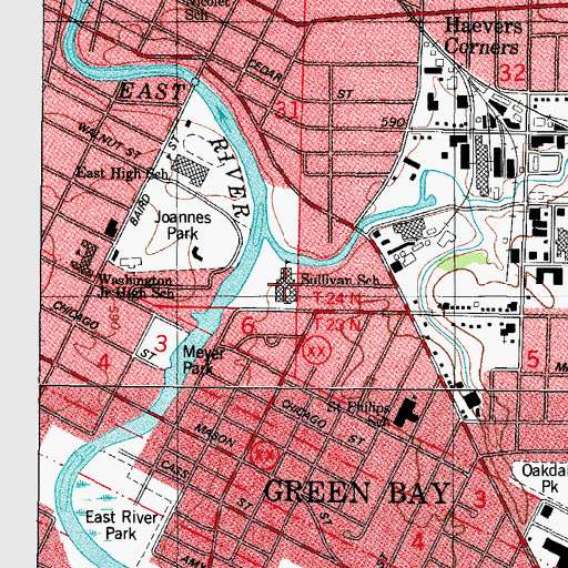 Topographic Map of Sullivan Elementary School, WI