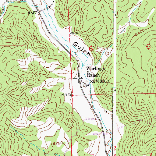 Topographic Map of Warlings Ranch, CO
