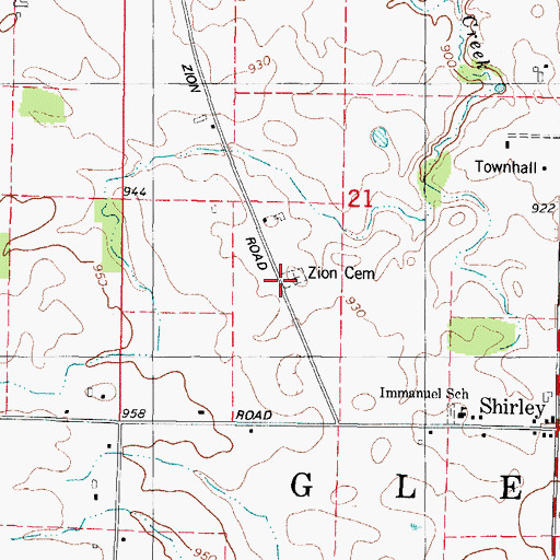 Topographic Map of Zion Church (historical), WI